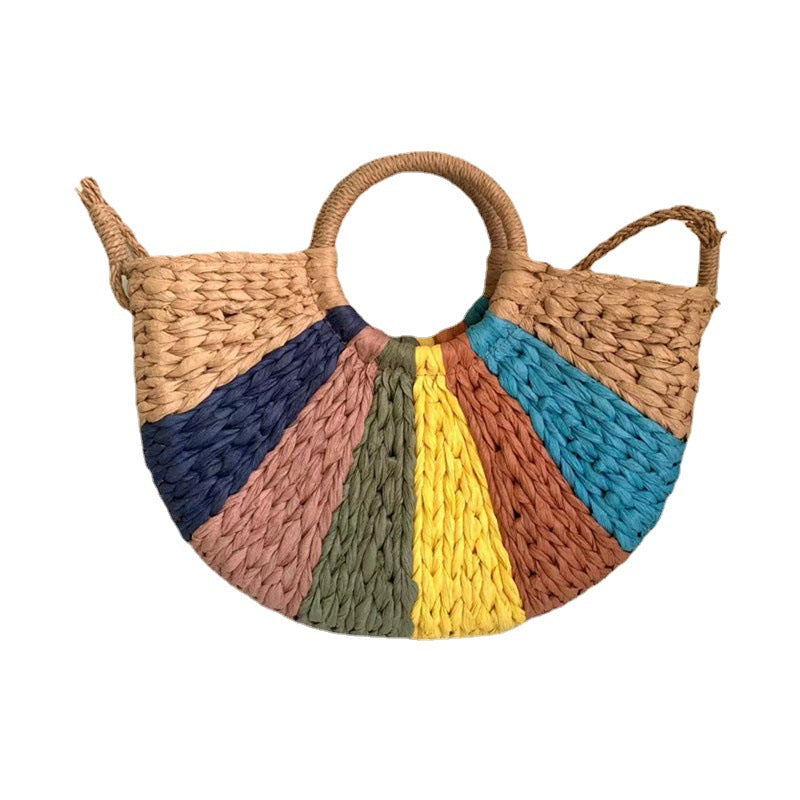 Women colorful straw summer beach bag
