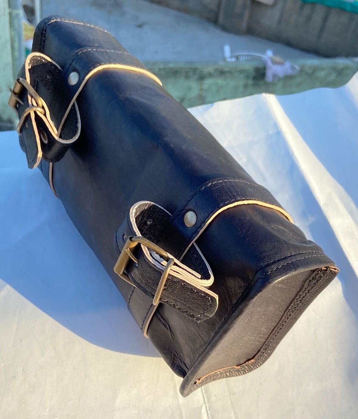 Leather Handlebar Tool Bag Motorcycle