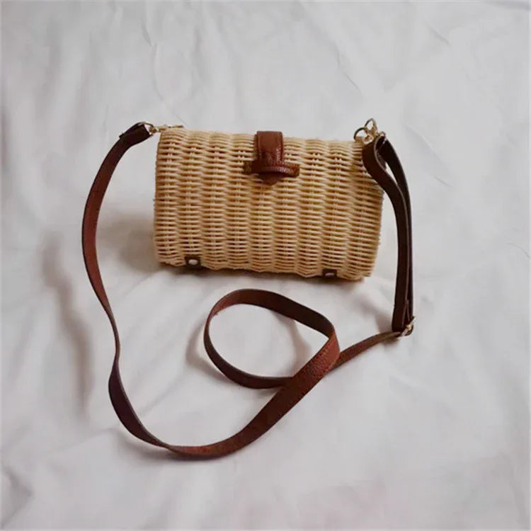 Rattan Small Crossbody Shoulder Bag