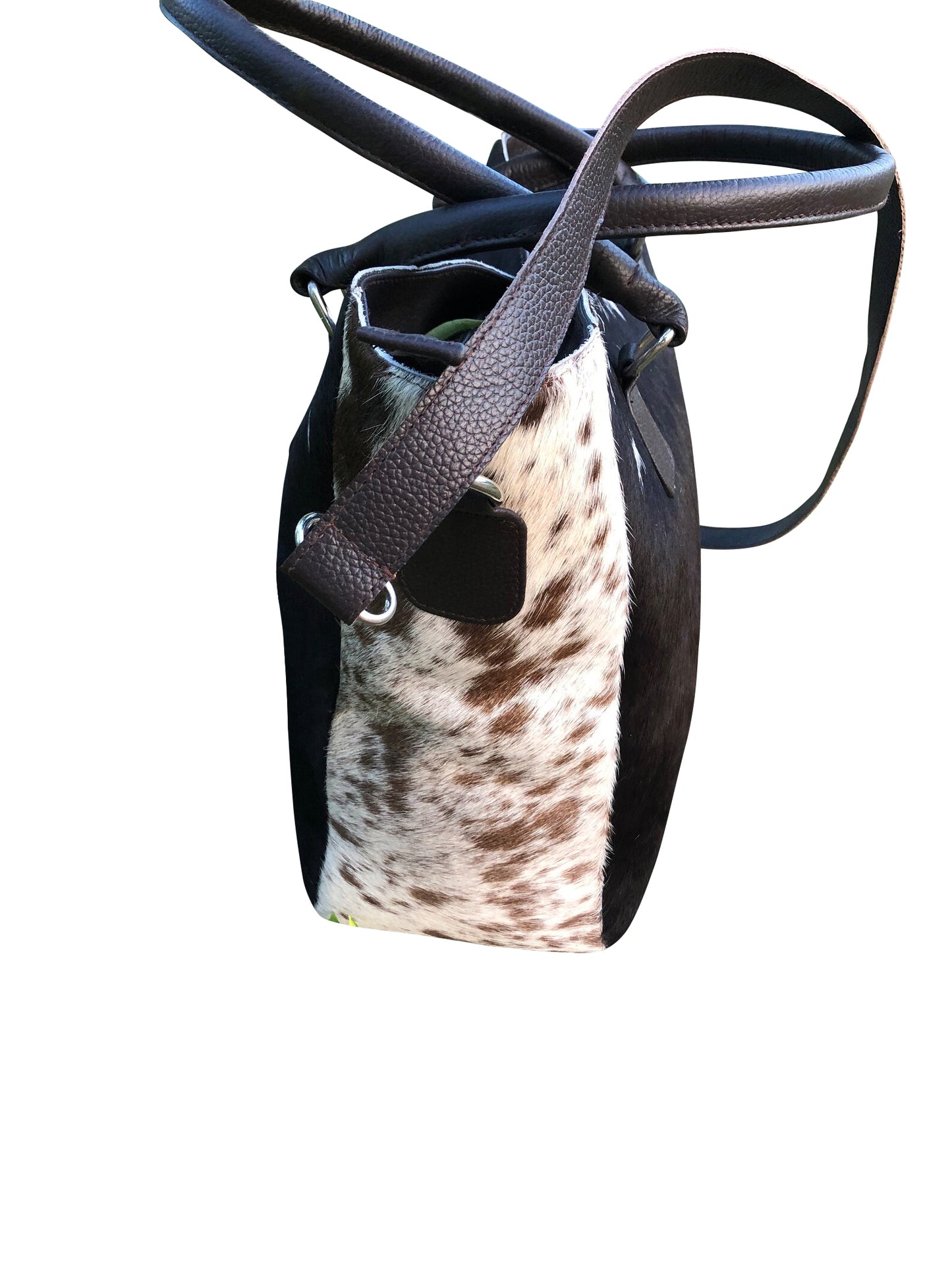 Real Hair On Hide Black White Cowhide Tote Purse