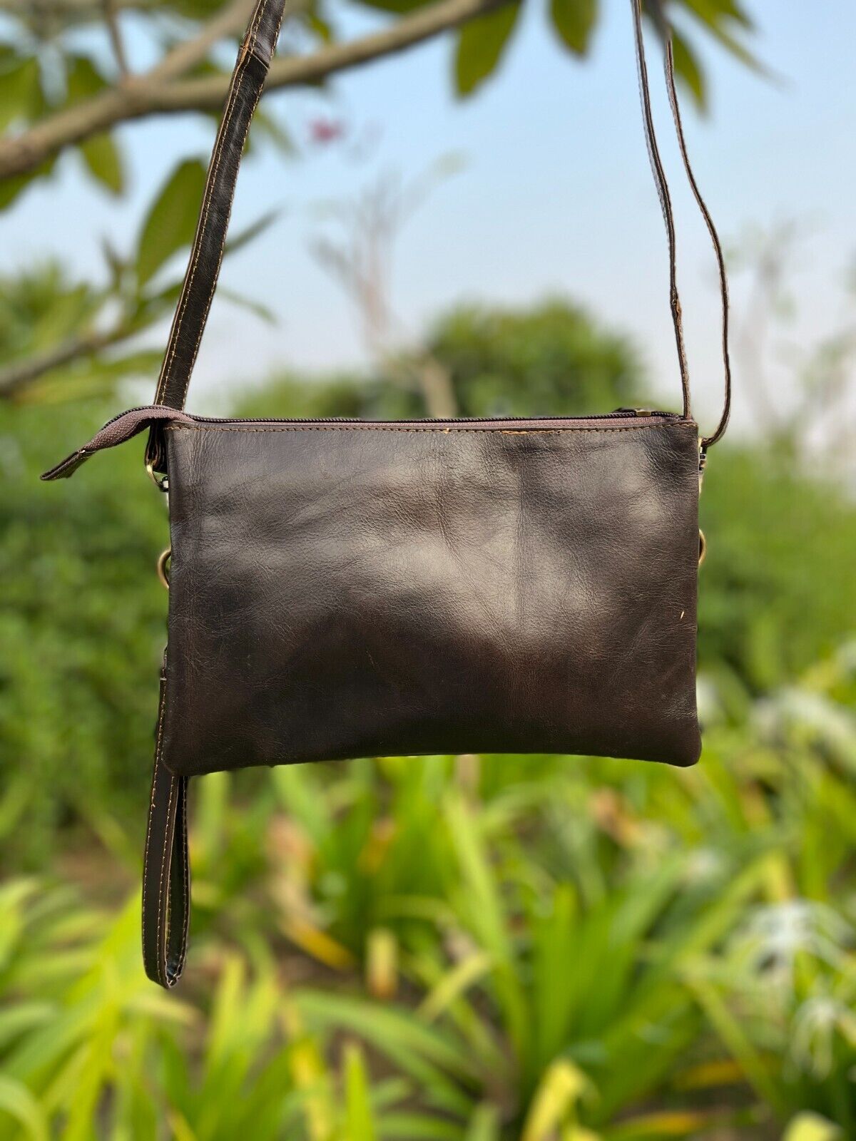 women cowhide crossbody bag brown white