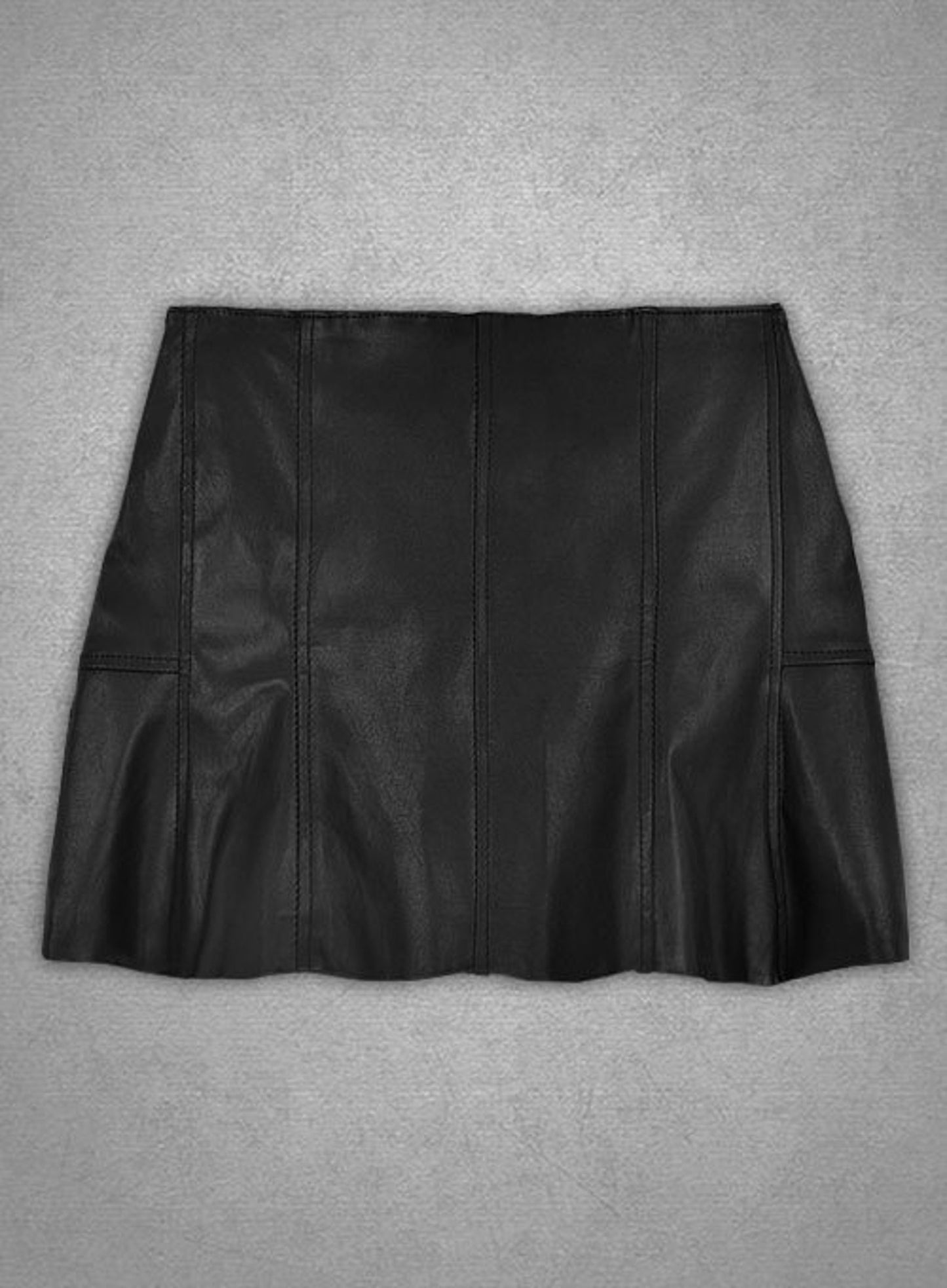 Women Real Black Leather Mini Skirt