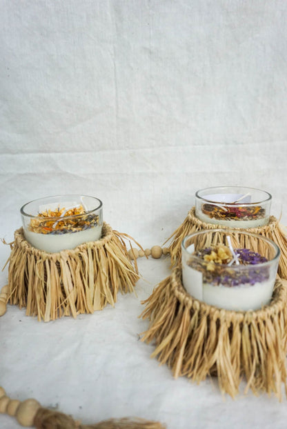 Boho Raffia Crochet candle holder