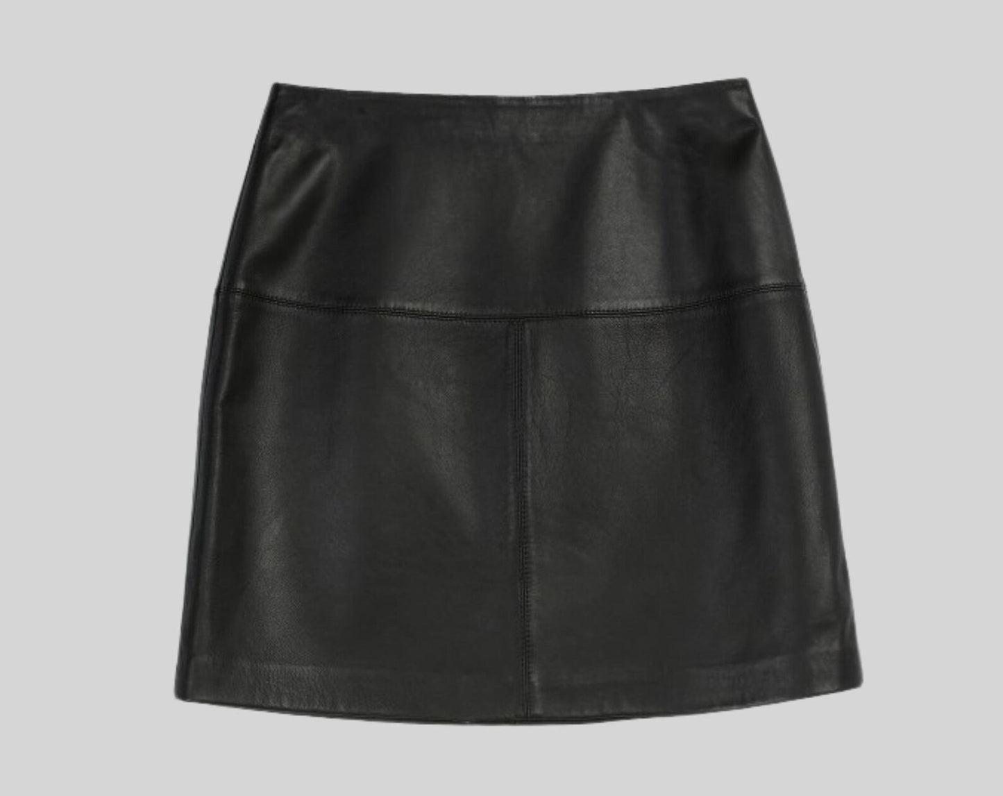 Black Leather Mini Skirt A-Line Zip Back