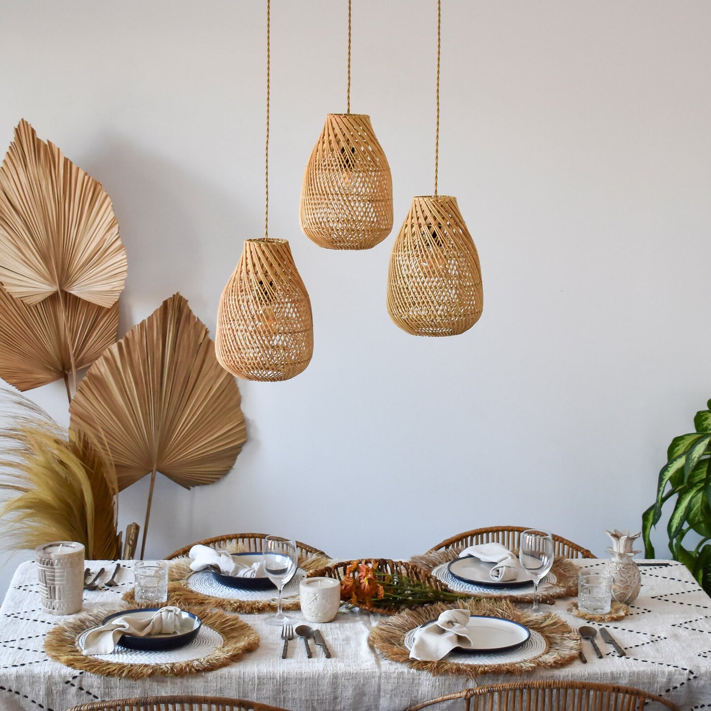 Handcrafted Raffia Straw Fringed Placemats
