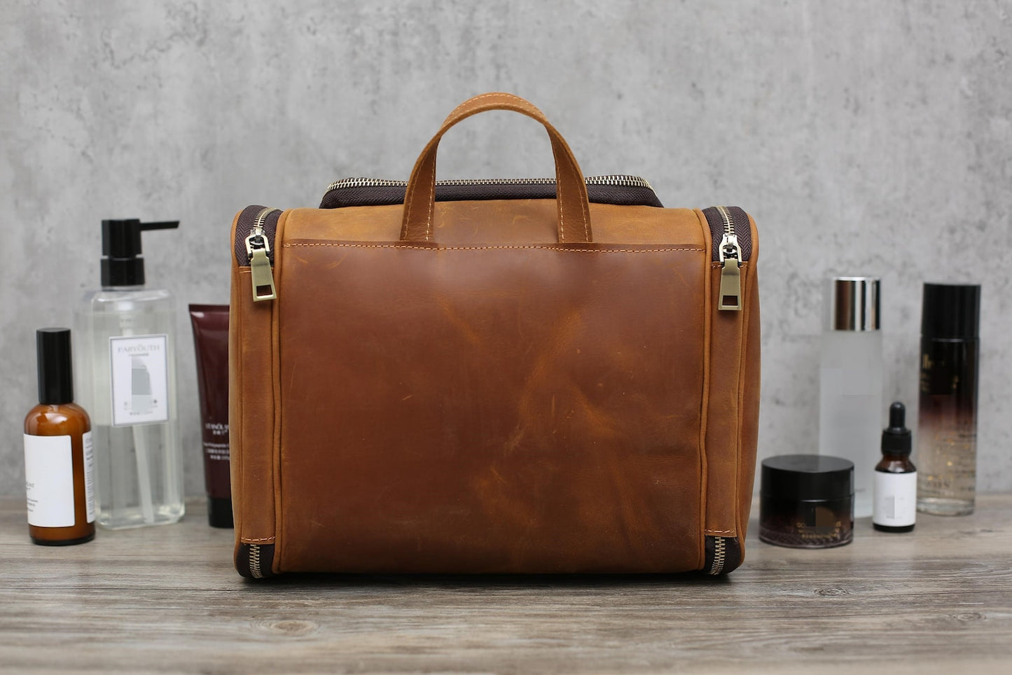 Real Leather Dopp Kit Bag
