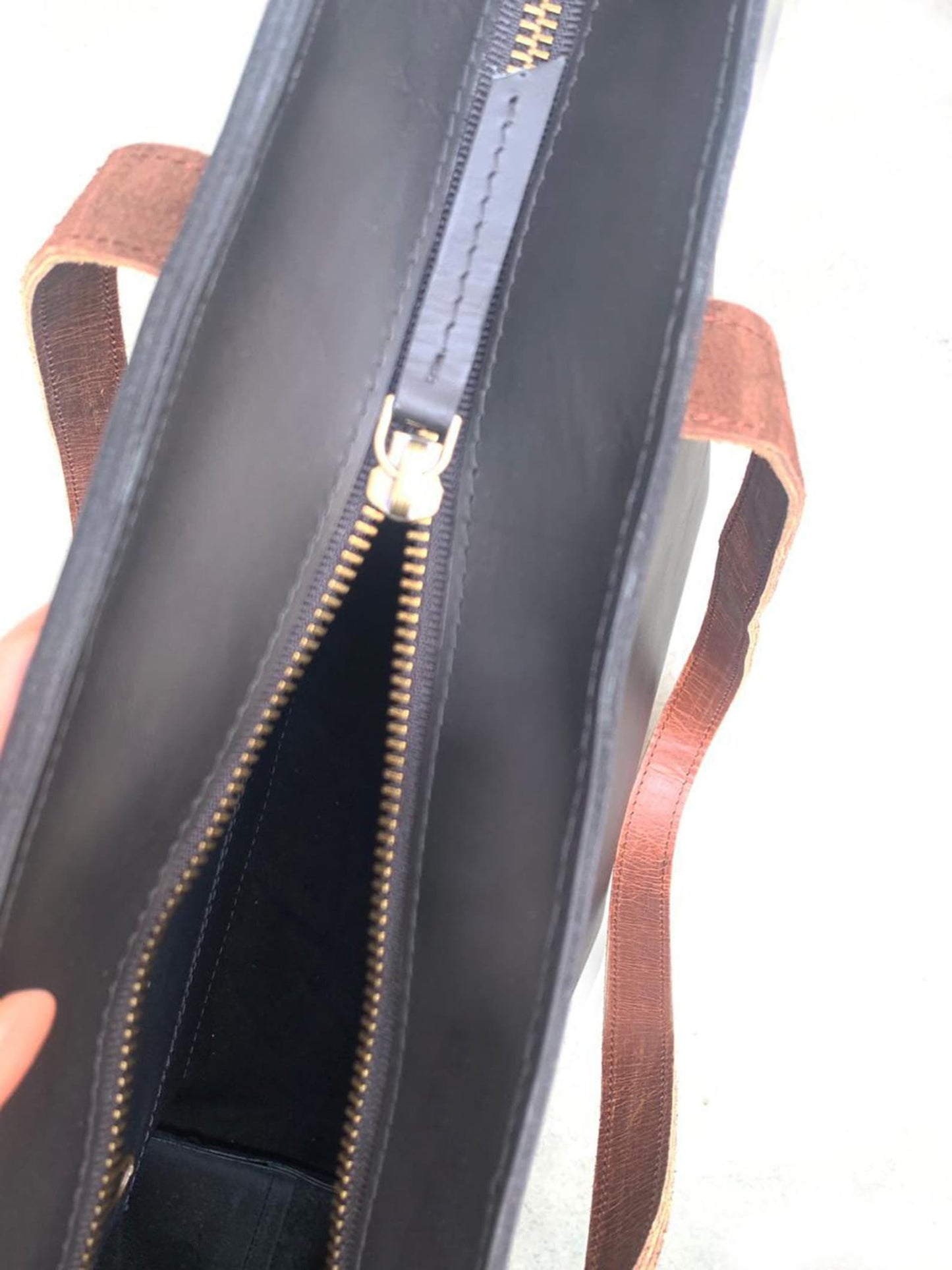 Genuine leather tote bag for mom