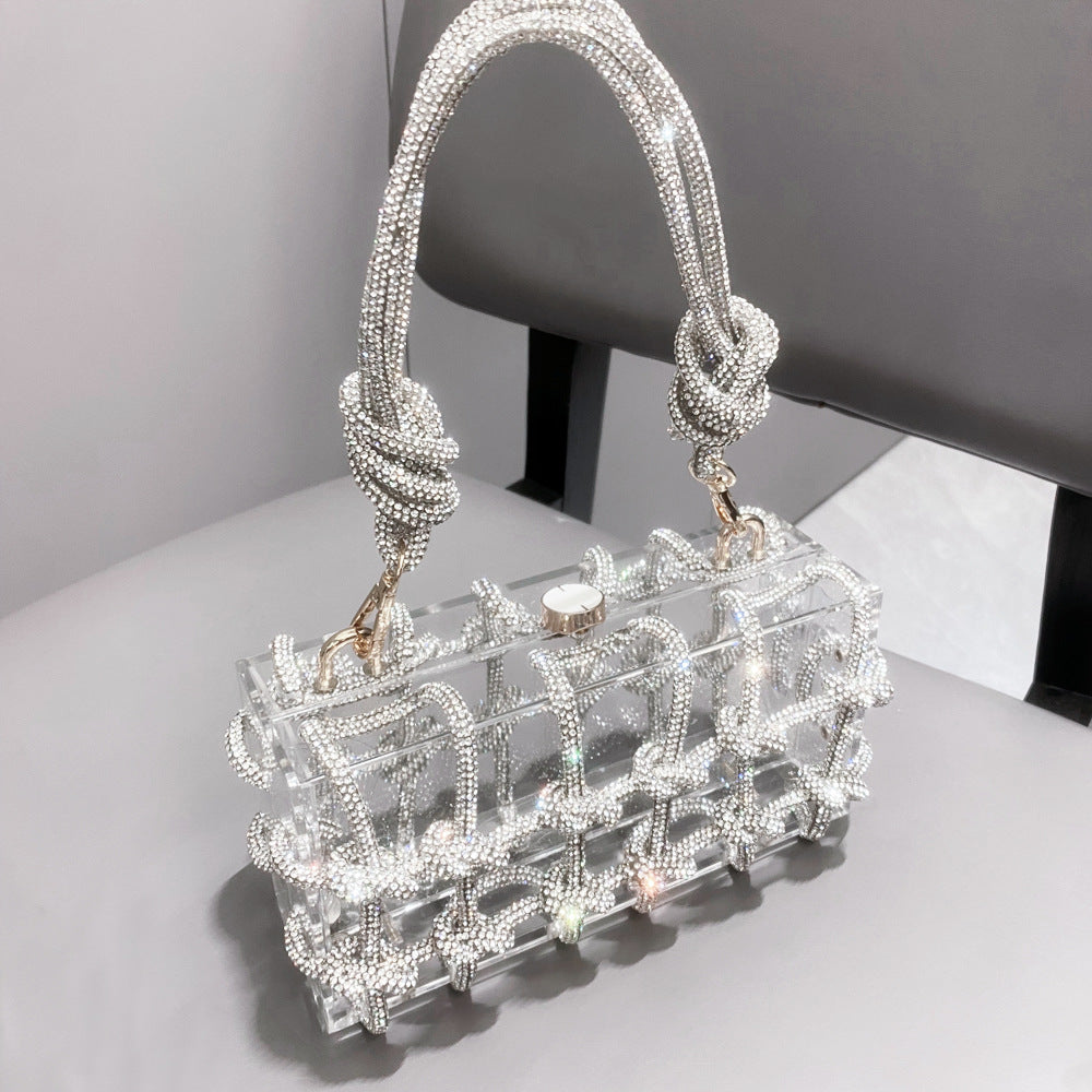 Women’s Acrylic Box Clutch with Rope Handle