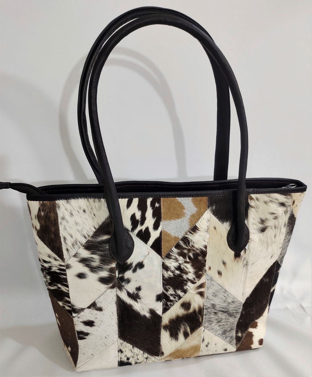 Cowhide Patchwork Purse Tote Bag for Women