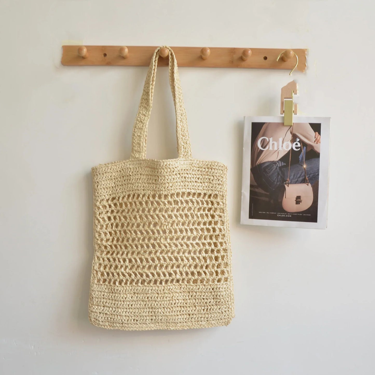 straw bag trending beach shoulder purse Beige