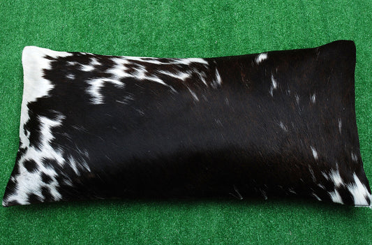 Natural Cowhide Lumber Pillow Cover Black White
