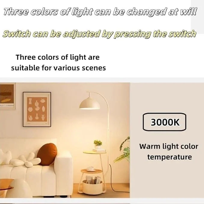 Arc Boho Floor Lamp with Shelf for Bedroom and Living Room