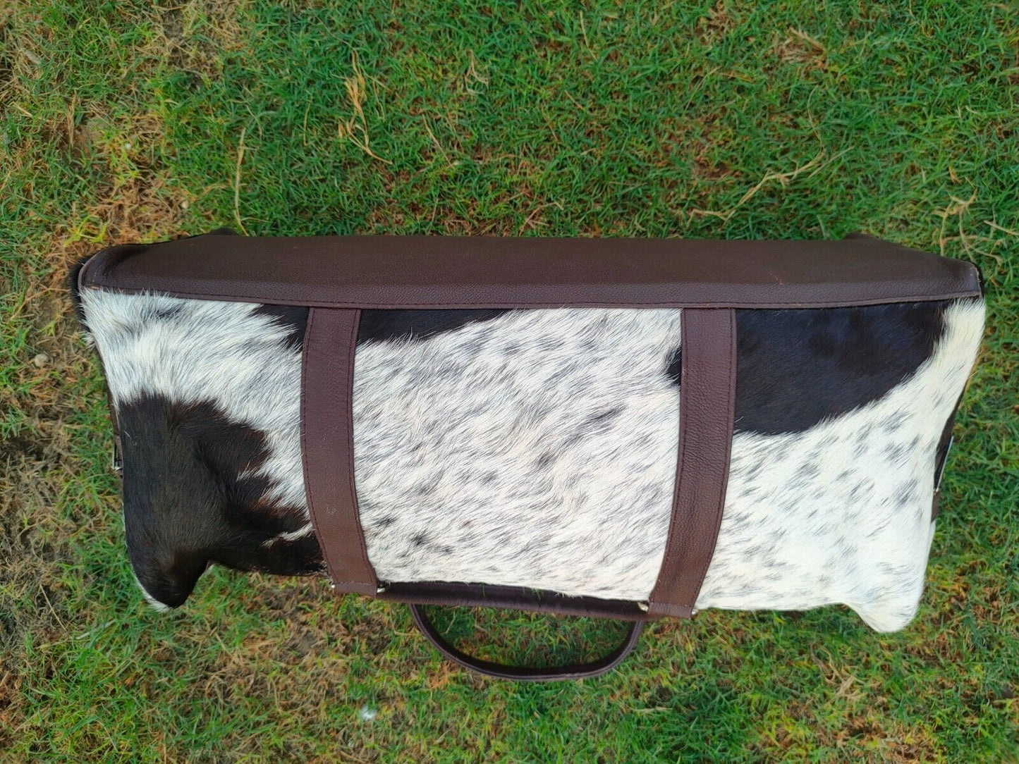 Dark Tricolor Cowhide Duffle Bag