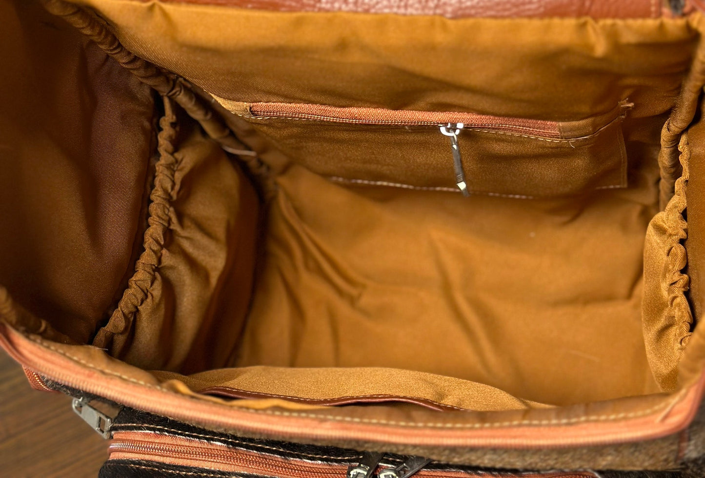 Grey Tan Cowhide Backpack Diaper bag