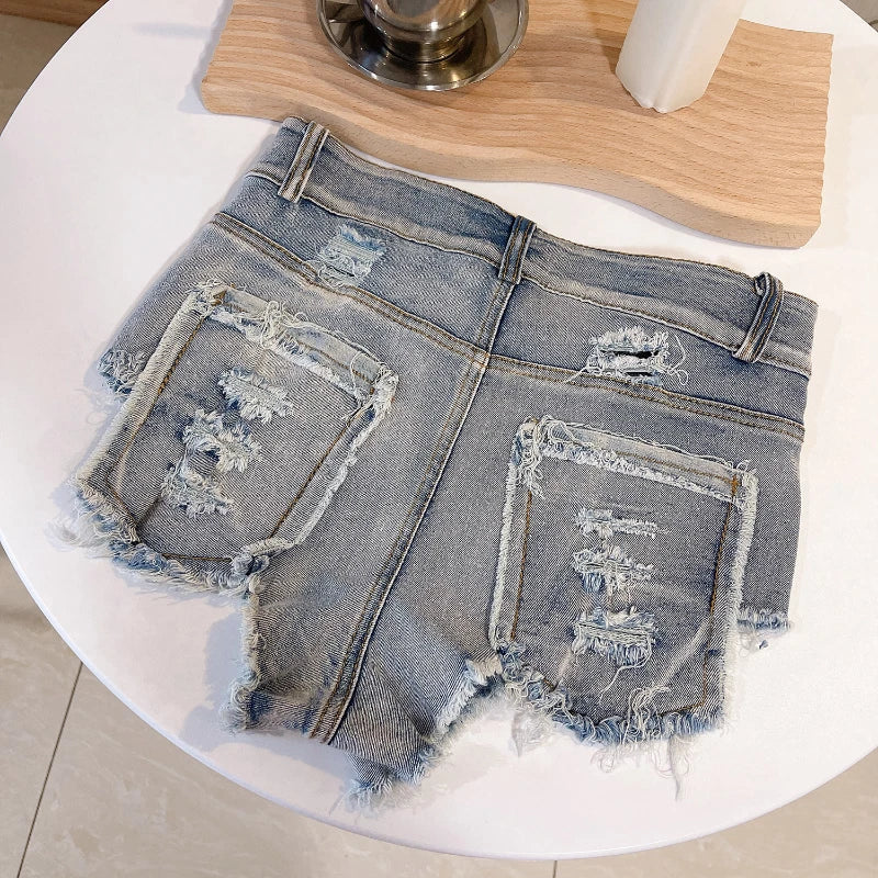 Women's Ripped Denim Micro Shorts
