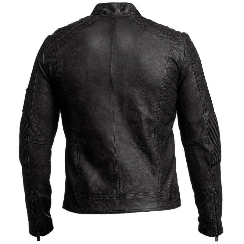 Biker Black & Brown Leather Motorcycle Jacket