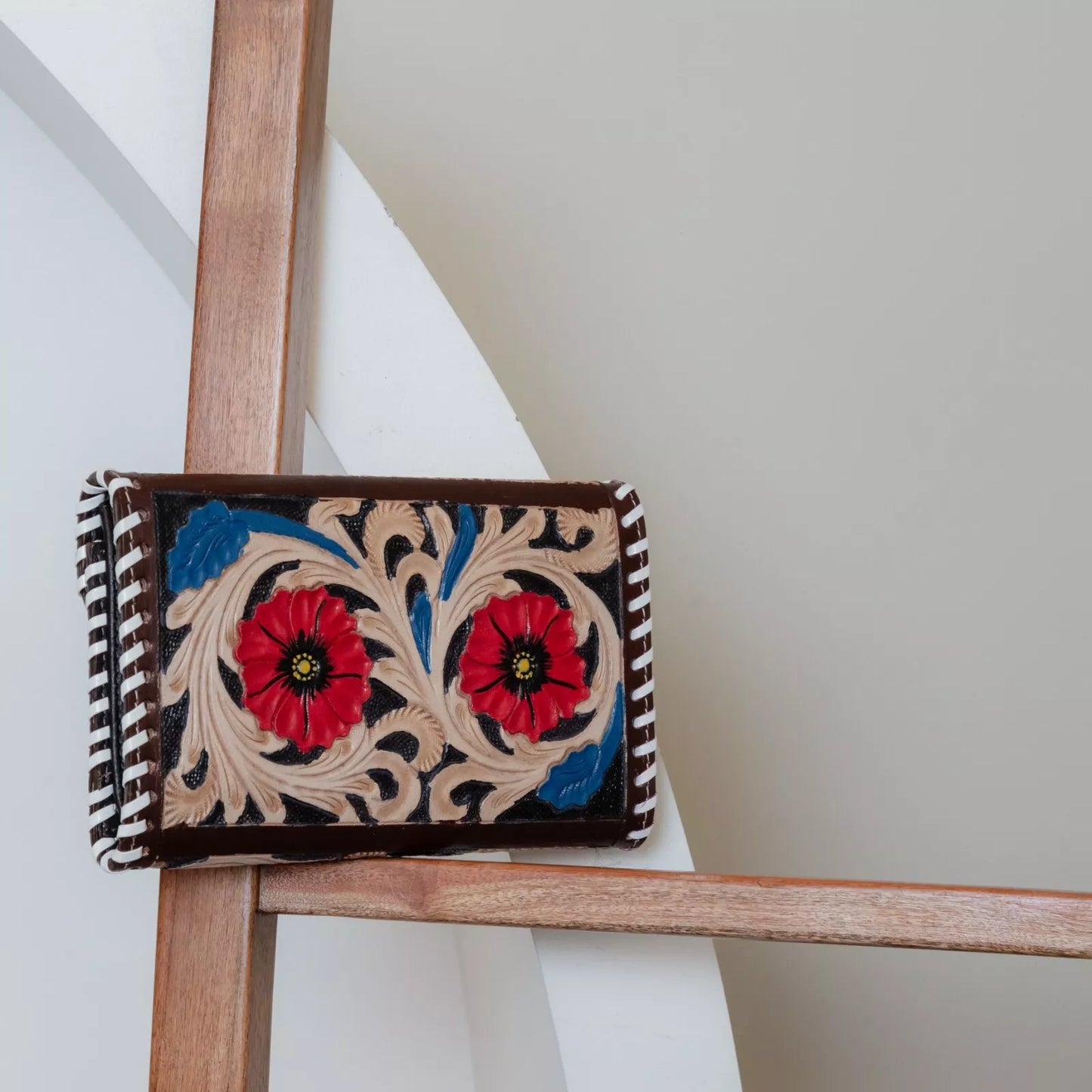 Hand Tooled Embossed Leather Cowgirl Clutch