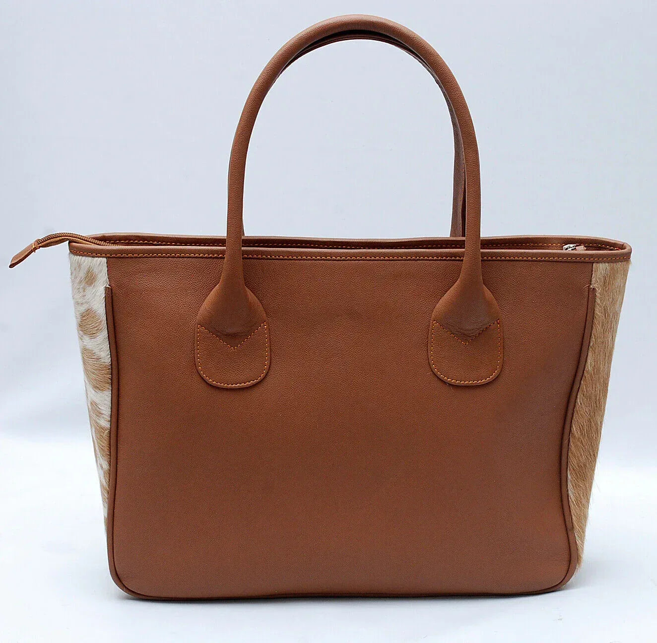 Cowhide tote bag leather shoulder handbag patchwork