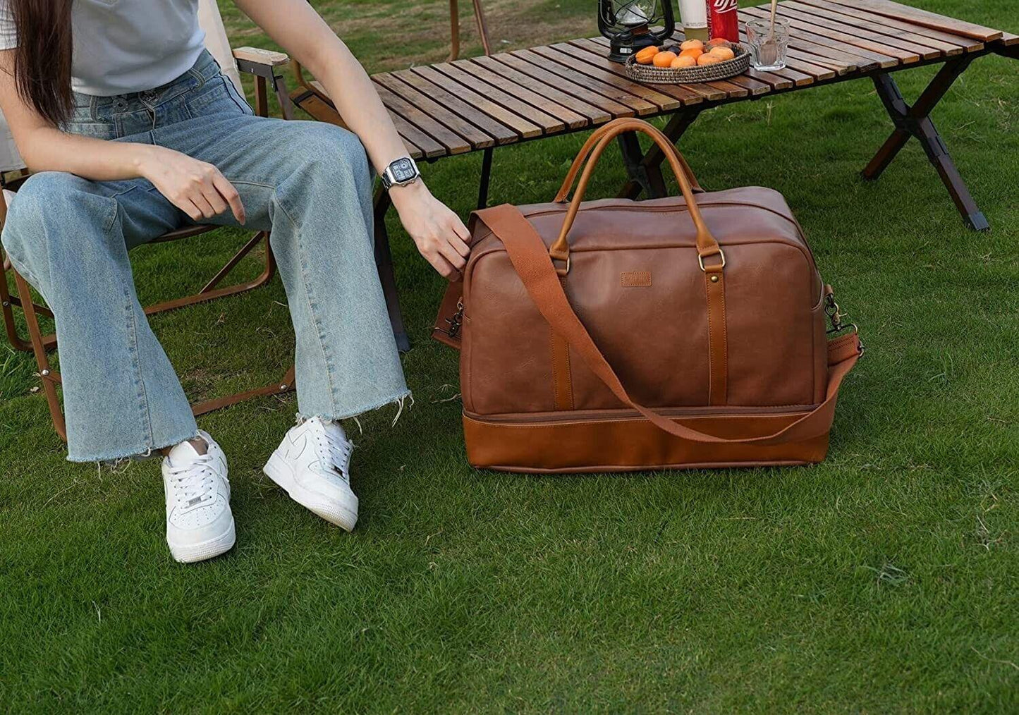 Men's Leather Weekender Bag Premium Cowhide Travel Companion