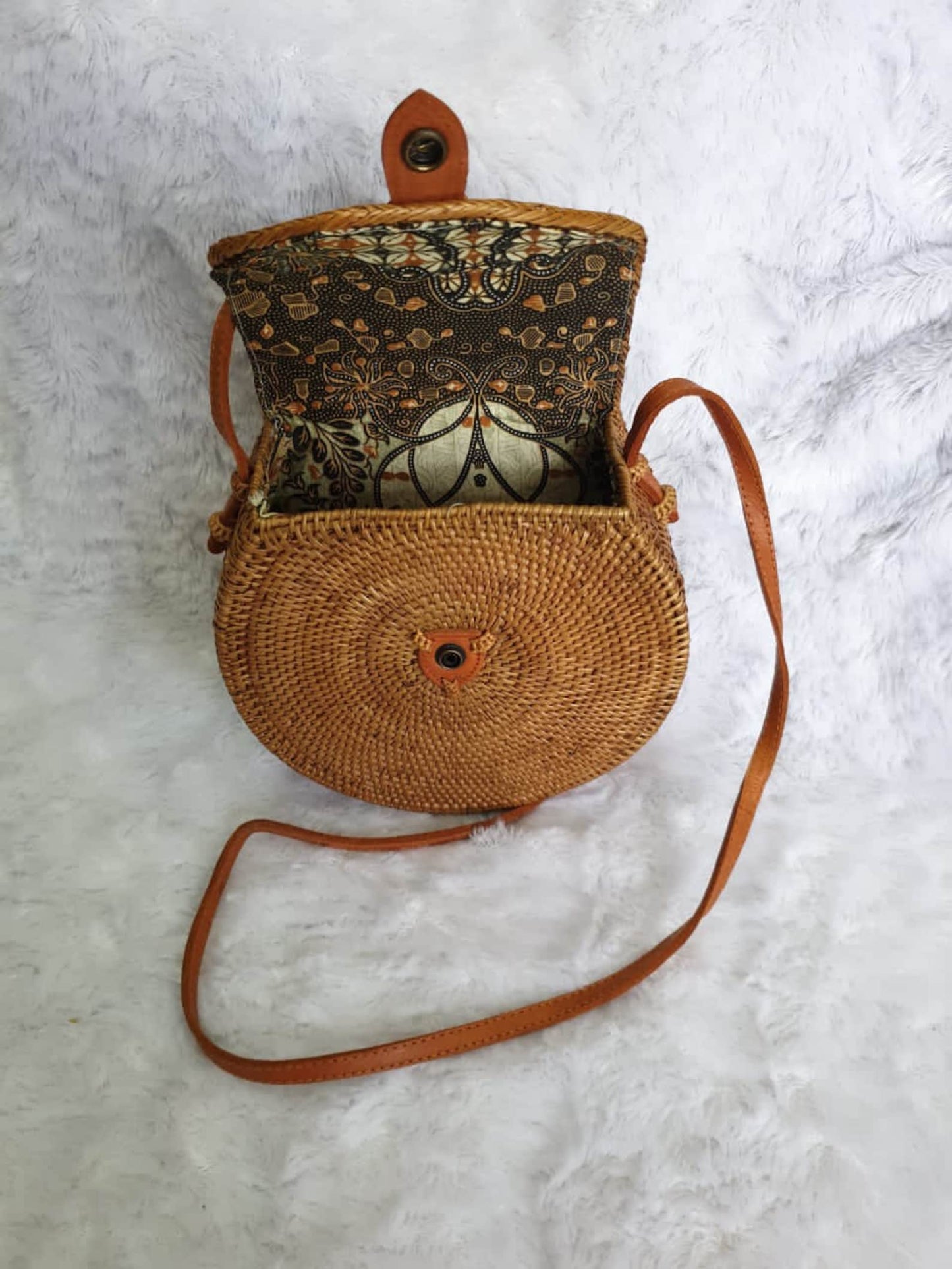 Real Rattan Crossbody Handbag