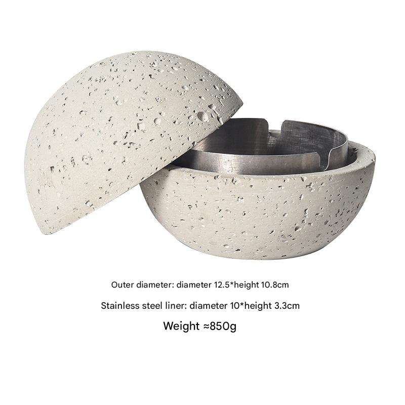 Nordic Design Volcanic Stone Spherical Cement Ashtray Home & Hotel