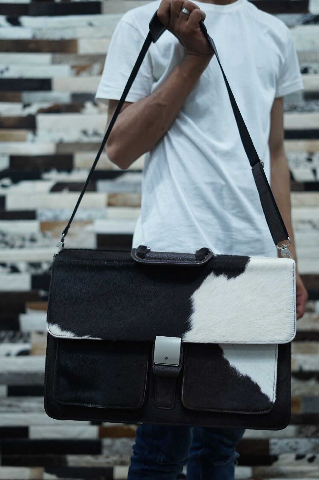 Real Cowhide Office Briefcase Bag