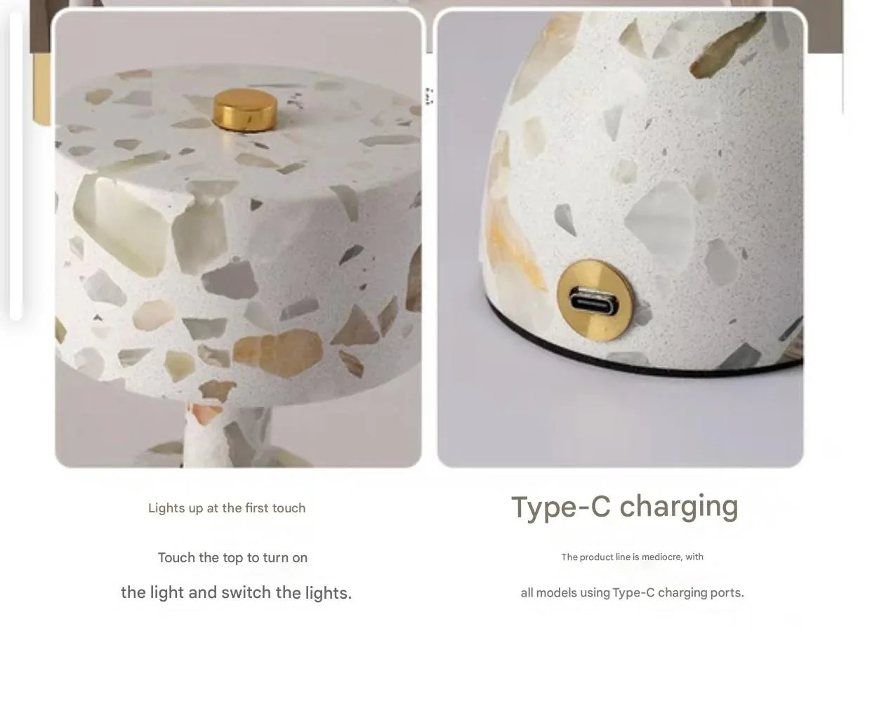 Rechargeable marble touch table lamp