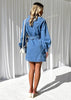 Women’s Denim Dress Long Sleeve Button Belted Jean Dress
