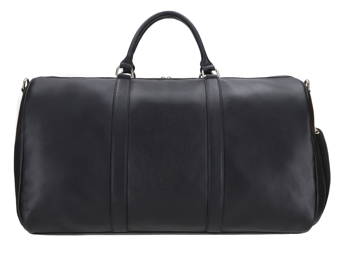 Genuine Black Leather Travel Bag With Shoe Compartment