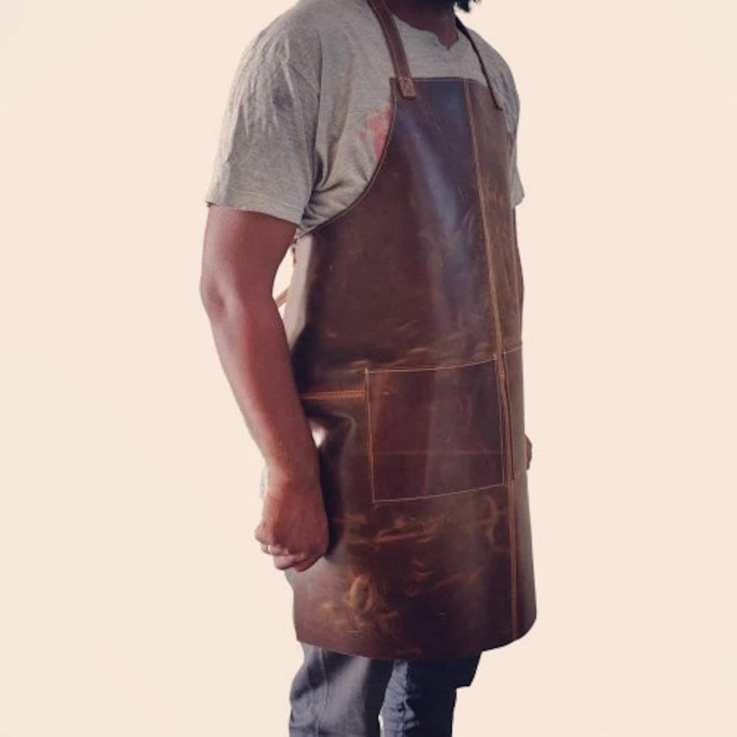 Genuine Leather Work Apron for Blacksmiths and Butchers with Tool Pockets