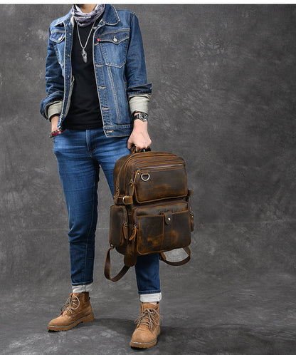 Chestnut Cowhide Leather Backpack