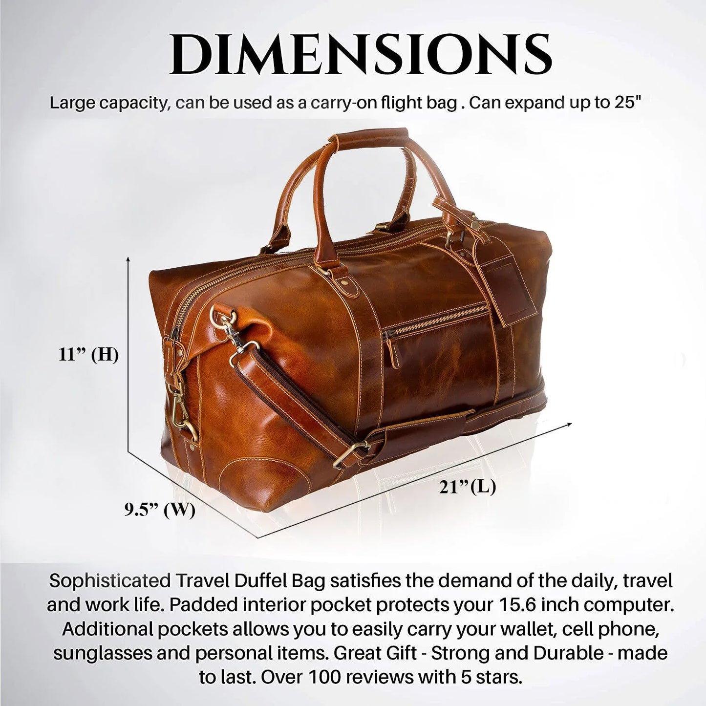 full grain leather duffle bag