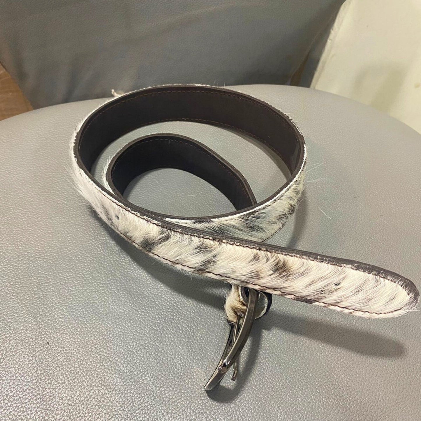 Real Hair On Cowhide Leather Belts