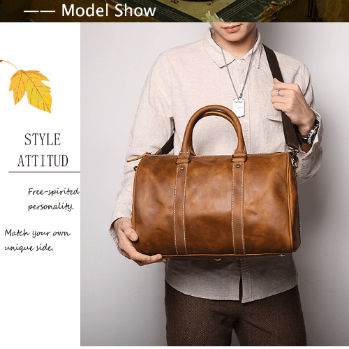 Vintage Men’s Leather Duffel Bag Business & Travel Bag