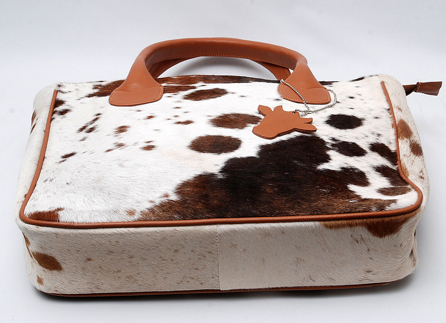 Large Brown White Cowhide Shoulder Bag