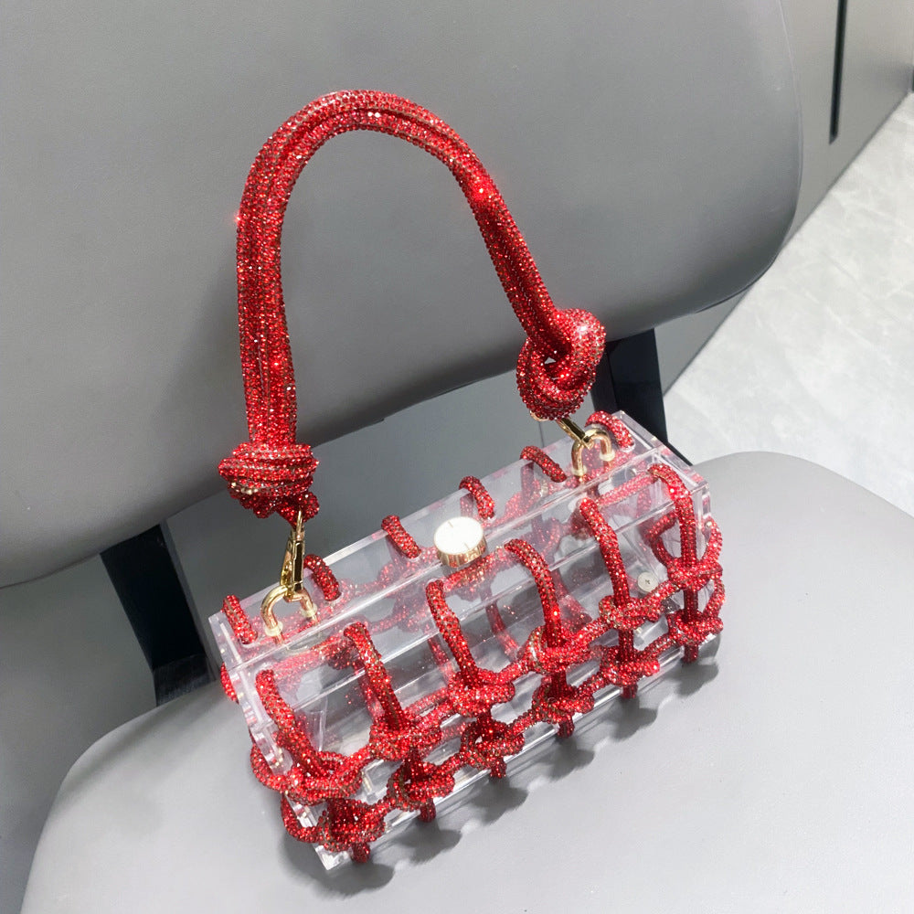 Women’s Acrylic Box Clutch with Rope Handle