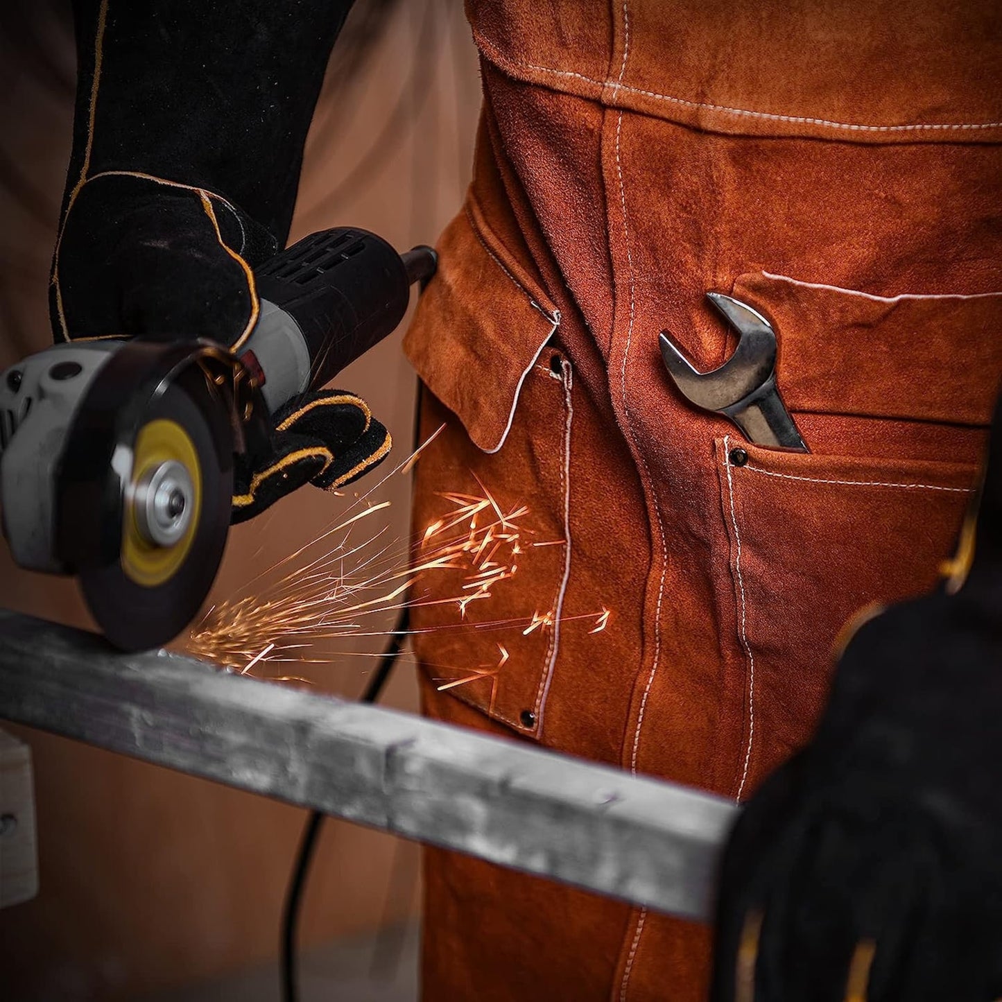 Genuine leather welding work apron heavy duty