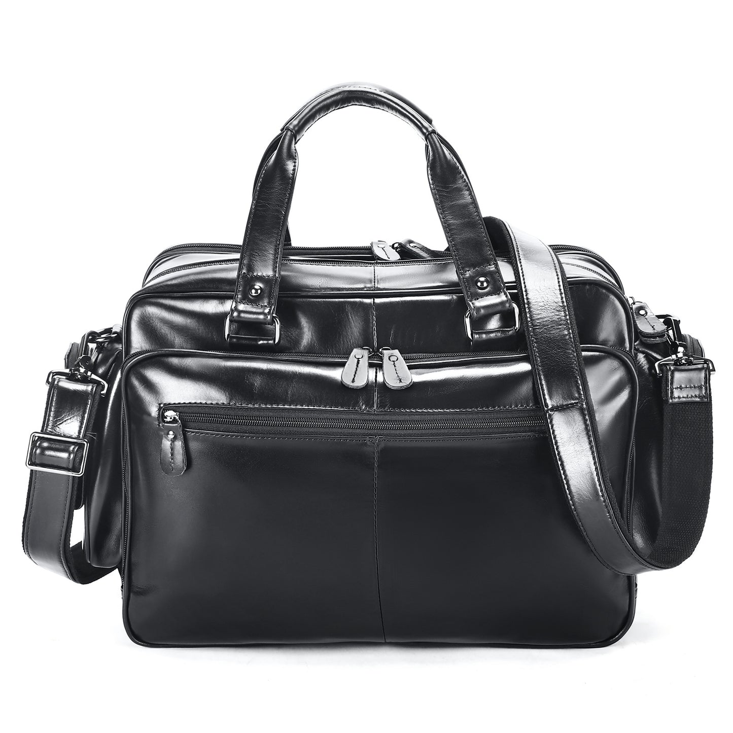 Brown Leather Duffle Bag with Laptop Compartment