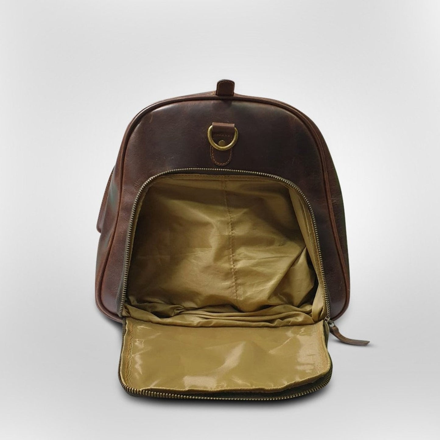 Waxed Leather Duffle Bag With Shoe Compartment