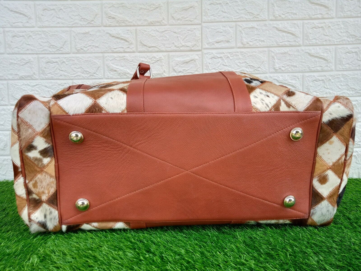 Cowhide Patchwork Holdall Bag