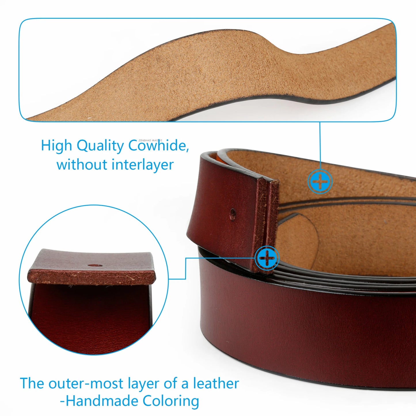 100% Real Leather Waist Belt for Jeans for Men