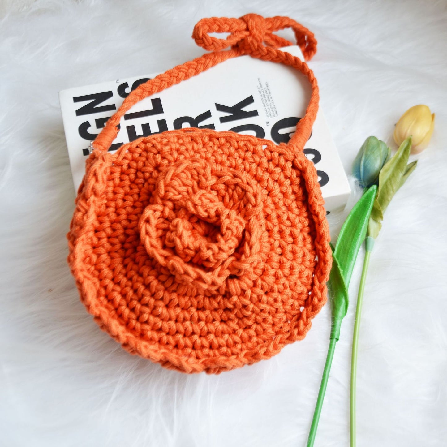 kids cotton crochet crossbody bag