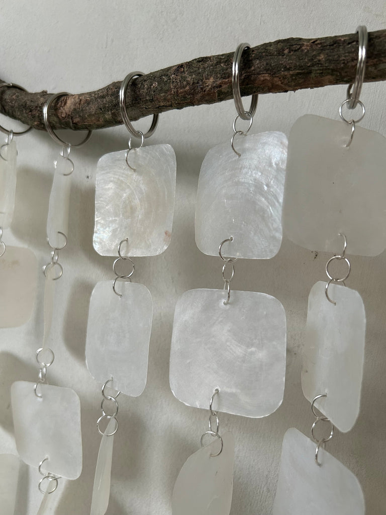 Square White capiz shell wall hanging