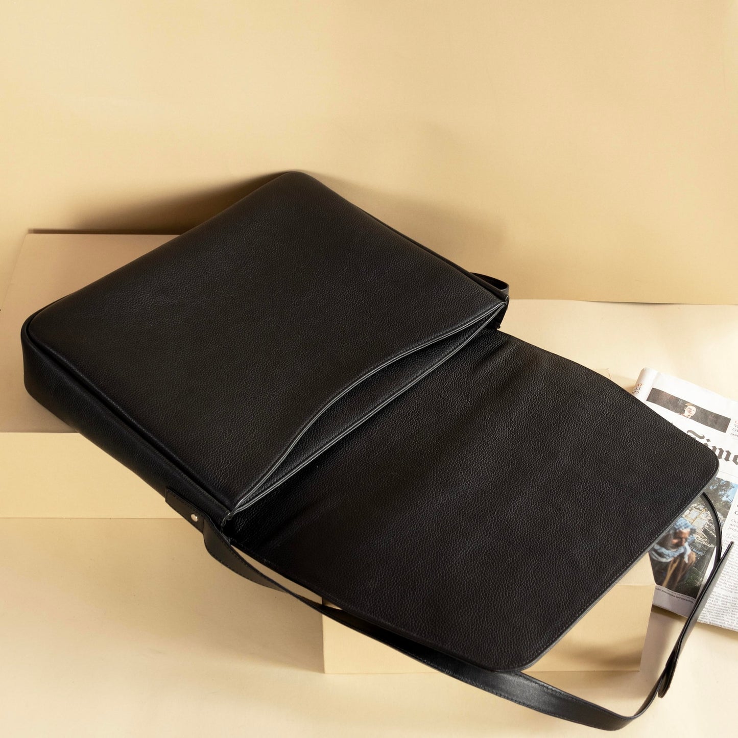 Genuine Leather Messenger Bag With Adjustable Strap