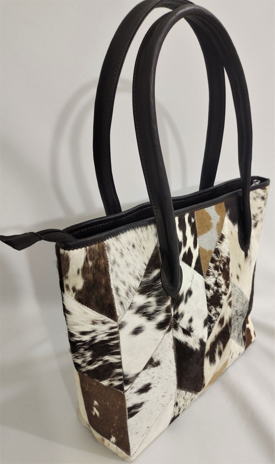 Cowhide Patchwork Purse Tote Bag for Women