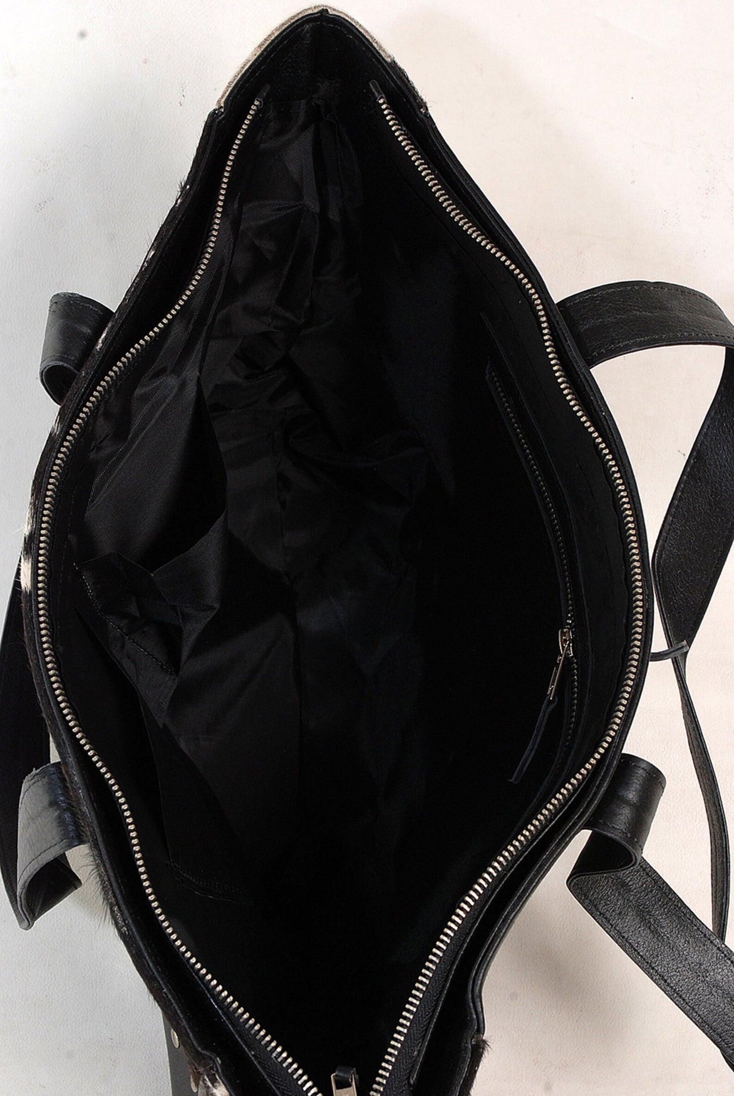 Chic Black and White Cowhide Tote Bag