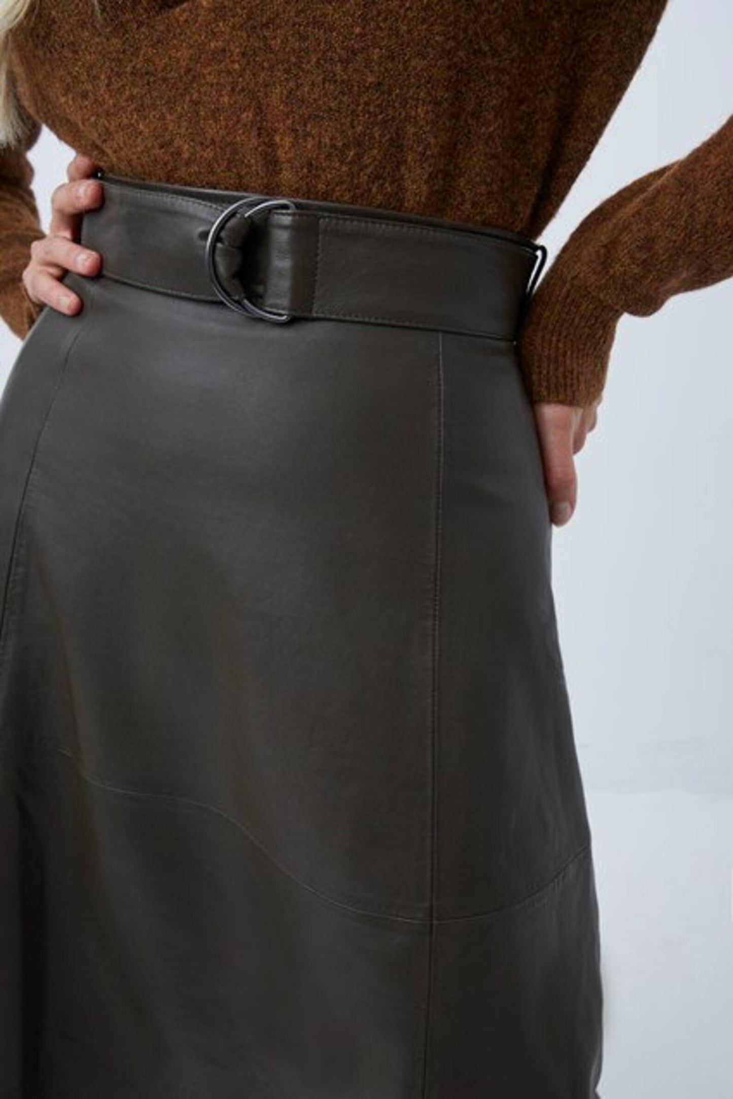 Genuine Leather Long Skirt Outfit