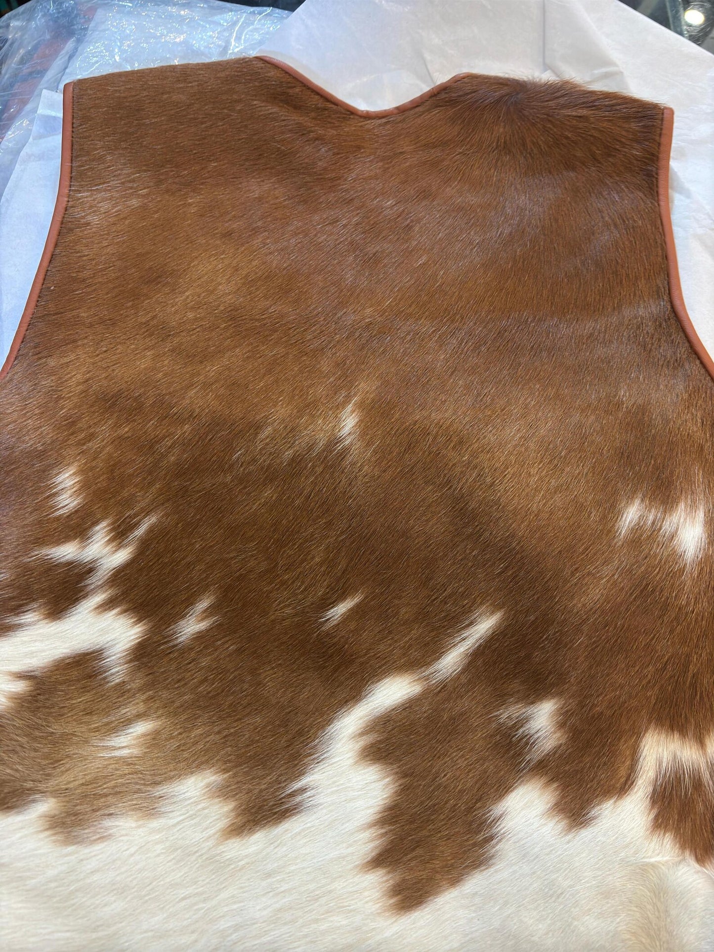Cowhide Vest Brown White