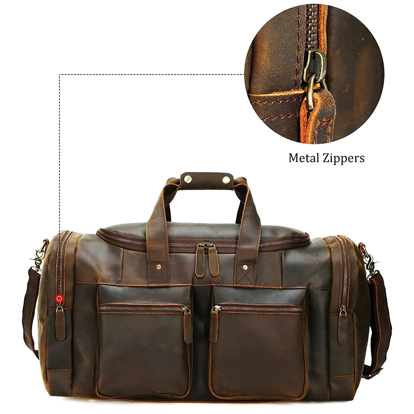 Genuine Leather Travel Duffel Bag