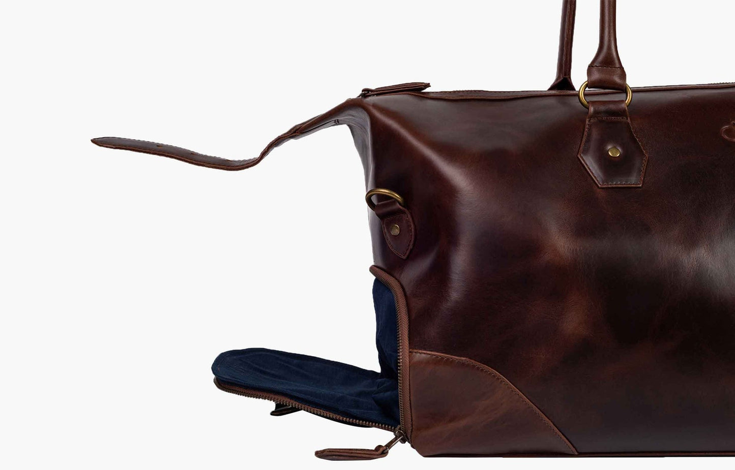 Handcrafted Leather Travel Duffel Bag with Shoe Compartment